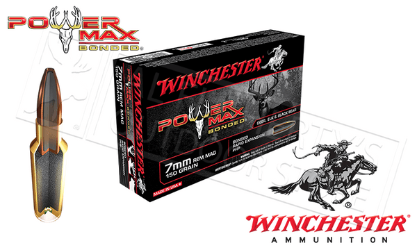 Winchester 7mm Rem Mag Power Max, Bonded HP 150 Grain Box of 20 #X7MMR1BP — Al Flaherty's