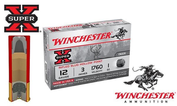 Winchester Super X Rifled Slugs 12 Gauge 3" Box of 5 #X123RS15 — Al Flaherty's